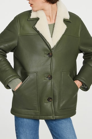 Veste en cuir de mouton - Kaki