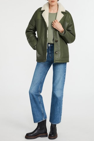 Veste en cuir de mouton - Kaki