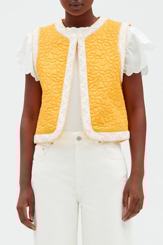 Veste sans manches. - Blanc et jaune