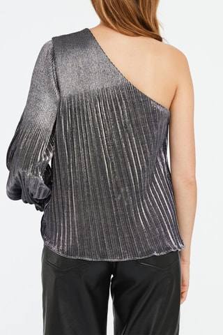 Top plissé asymétrique - Gris foncé et argenté