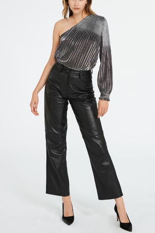 Top plissé asymétrique - Gris foncé et argenté