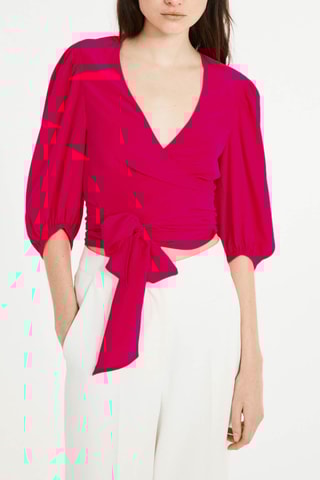 Crop top en soie - Fuchsia