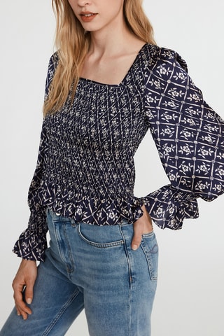 Top - Bleu marine et blanc