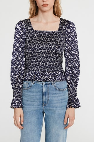 Top - Bleu marine et blanc