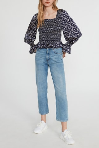 Top - Bleu marine et blanc