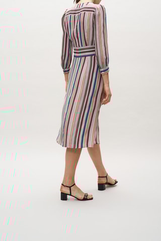 Robe midi - Beige et bordeaux