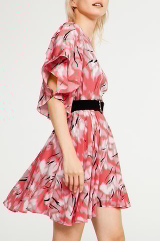 Robe patineuse en soie - Rose et gris