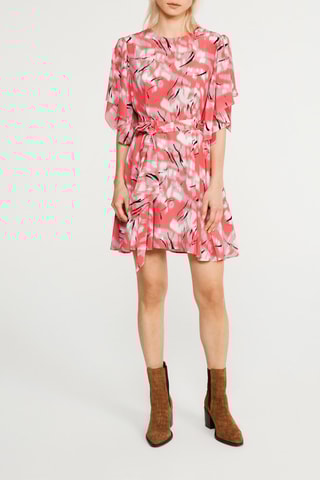 Robe patineuse en soie - Rose et gris