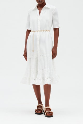 Robe mi-longue plissée - Blanc