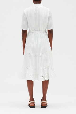 Robe mi-longue plissée - Blanc