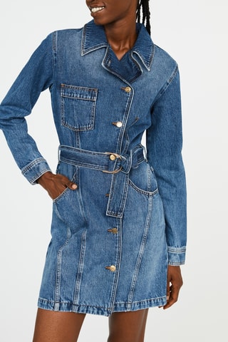 Robe droite en jean - Bleu 