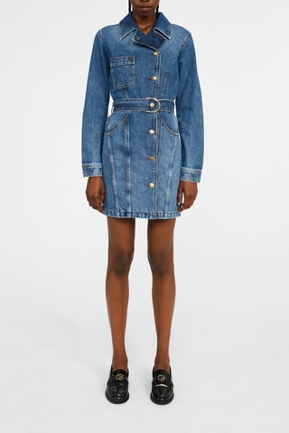 Robe droite en jean - Bleu 