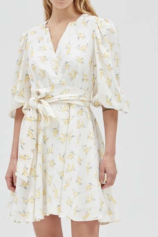 Robe portefeuille en lin - Blanc