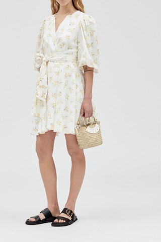 Robe portefeuille en lin - Blanc