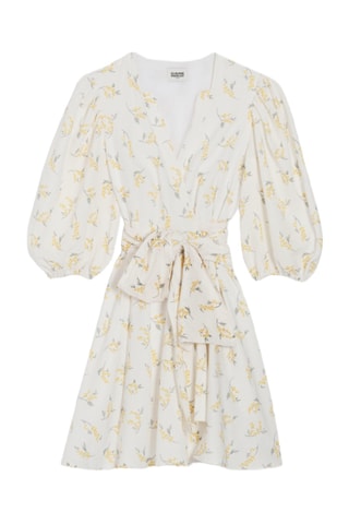Robe portefeuille en lin - Blanc