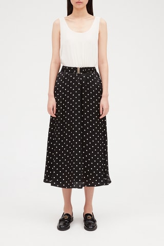 Robe trompe-l'œil mi-longue - Noir et blanc