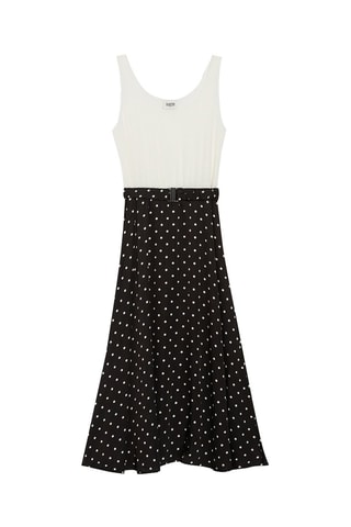 Robe trompe-l'œil mi-longue - Noir et blanc