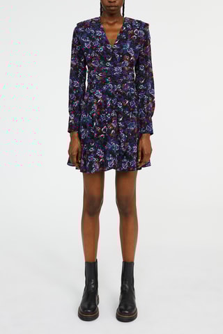 Robe patineuse en soie - Noir et violet