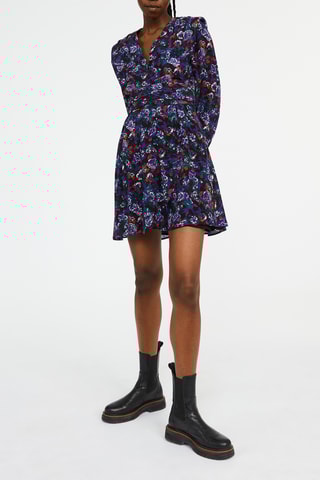 Robe patineuse en soie - Noir et violet