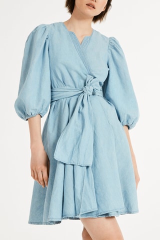 Robe portefeuille en jean - Bleu