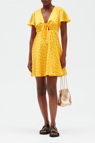Robe nouée en soie - Jaune