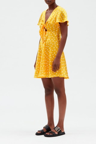Robe nouée en soie - Jaune