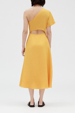 Robe asymétrique en lin - Jaune