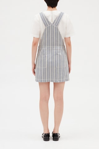 Robe courte salopette - Blanc et bleu