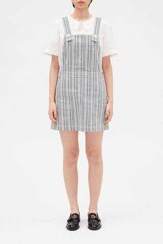 Robe courte salopette - Blanc et bleu