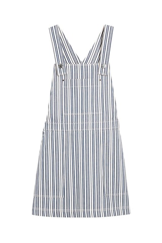 Robe courte salopette - Blanc et bleu