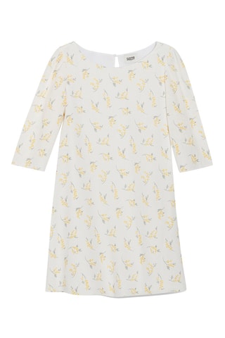 Robe mi-longue asymétrique - Blanc et jaune
