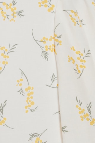 Robe mi-longue asymétrique - Blanc et jaune