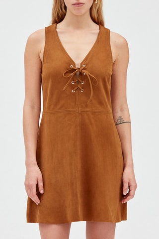 Robe courte en nubuck - Camel