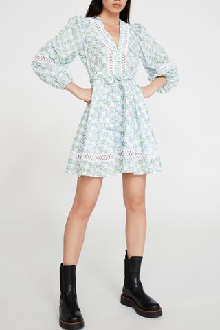 Robe patineuse - Blanc et vert clair
