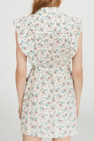 Robe chemise en lin - Ecru et vert d’eau