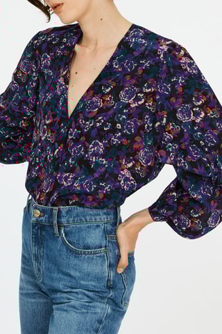 Chemisier en soie - Violet et noir