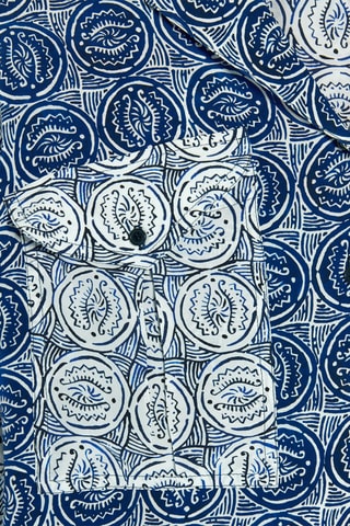 Chemisier - Blanc et bleu foncé