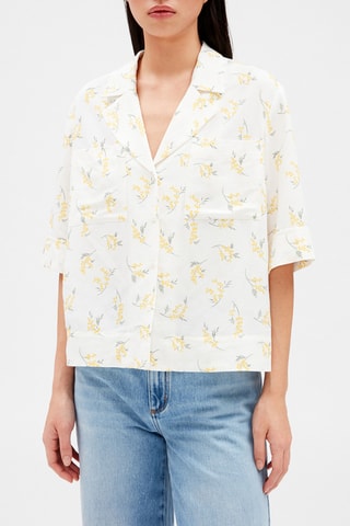 Chemisier en lin - Blanc et jaune