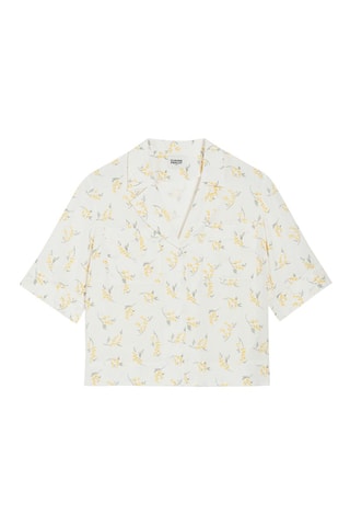 Chemisier en lin - Blanc et jaune