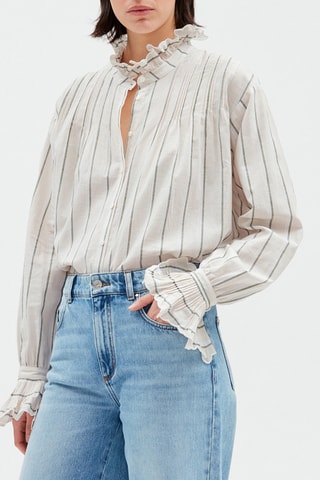Chemisier en lin - Blanc et gris