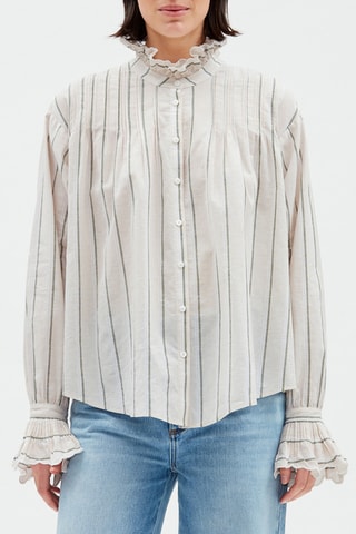Chemisier en lin - Blanc et gris