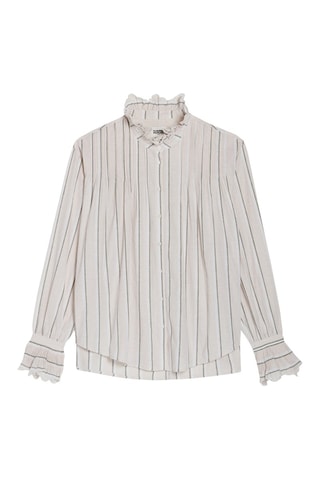 Chemisier en lin - Blanc et gris