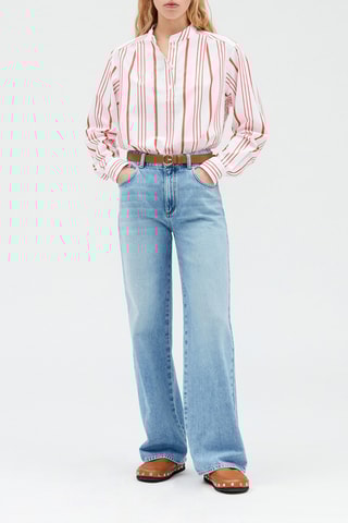 Blouse droite - Blanc et rose