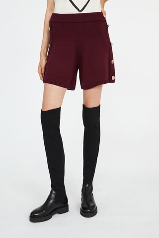 Short taille haute en laine - Bordeaux