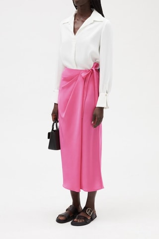 Jupe portefeuille taille haute - Rose