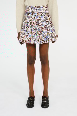 Jupe patineuse taille haute - Blanc et rouge brique