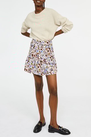 Jupe patineuse taille haute - Blanc et rouge brique
