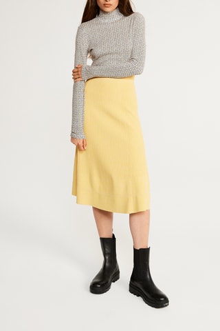 Jupe midi taille haute - Jaune