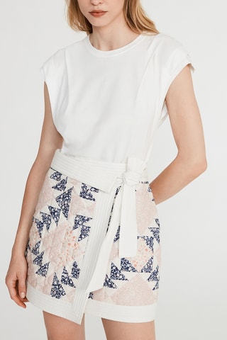 Jupe portefeuille - Blanc et rose