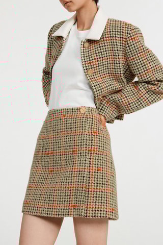 Jupe droite taille haute - Beige et noir